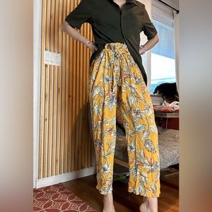 Yellow Floral Palazzo Pants